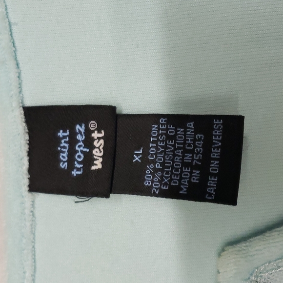 Saint Tropez West Sequins Trim Blue Terry Velour Tunic Nightgown XL - Picture 5 of 7